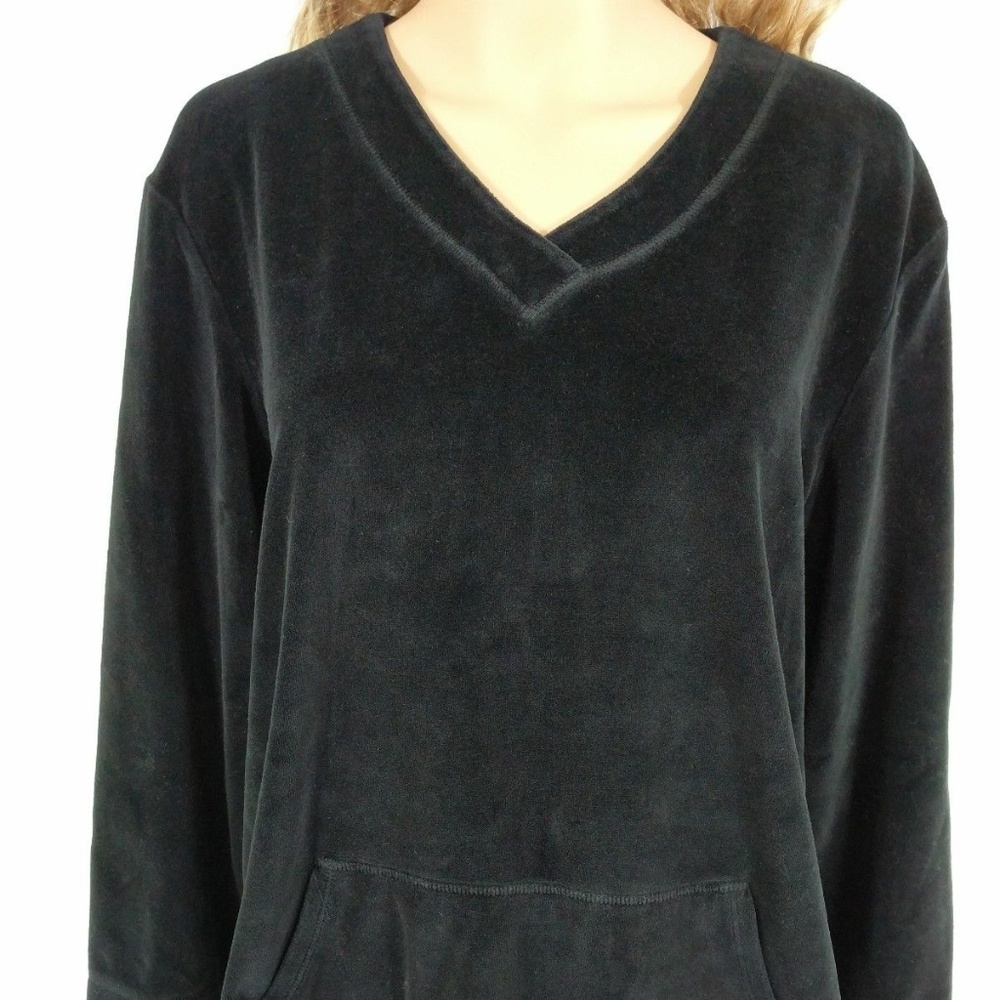 J Jill Medium Long Sleeve Black Shirt Kangaroo